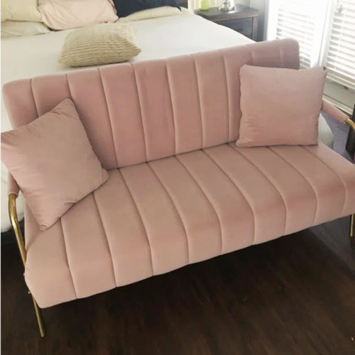 Mercer41 Kynnadi Twin 62'' Wide Velvet Tufted Back Futon And Mattress